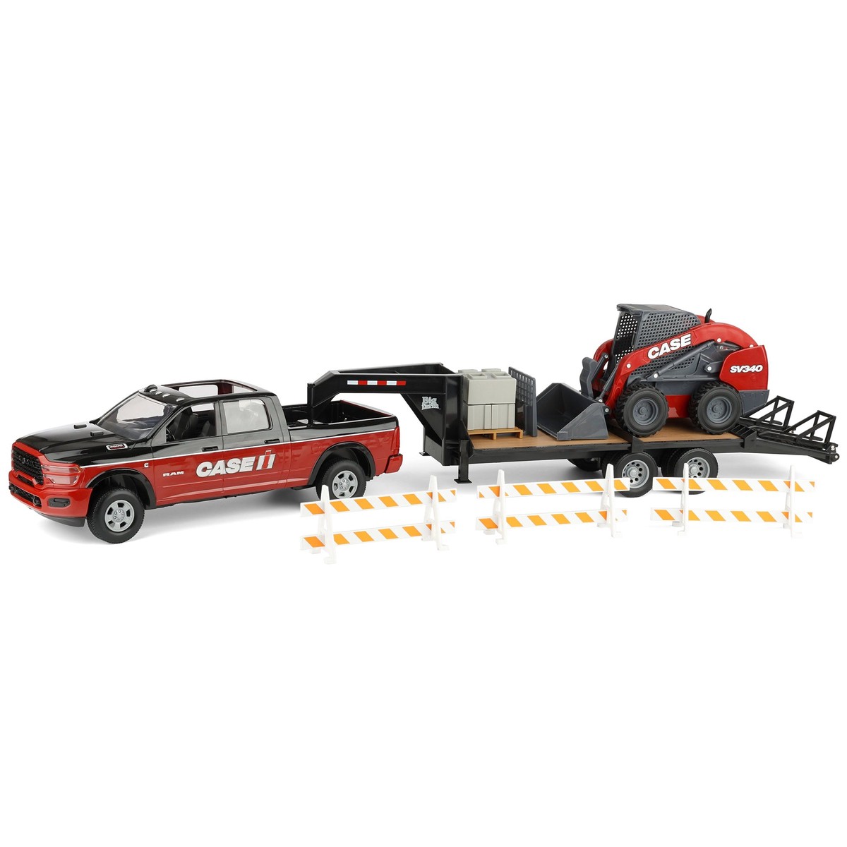 (B&D) 1/16 Case IH Ram Pickup Truck with Case SV340 Skid Loader, ERTL Big Farm - Damaged Box