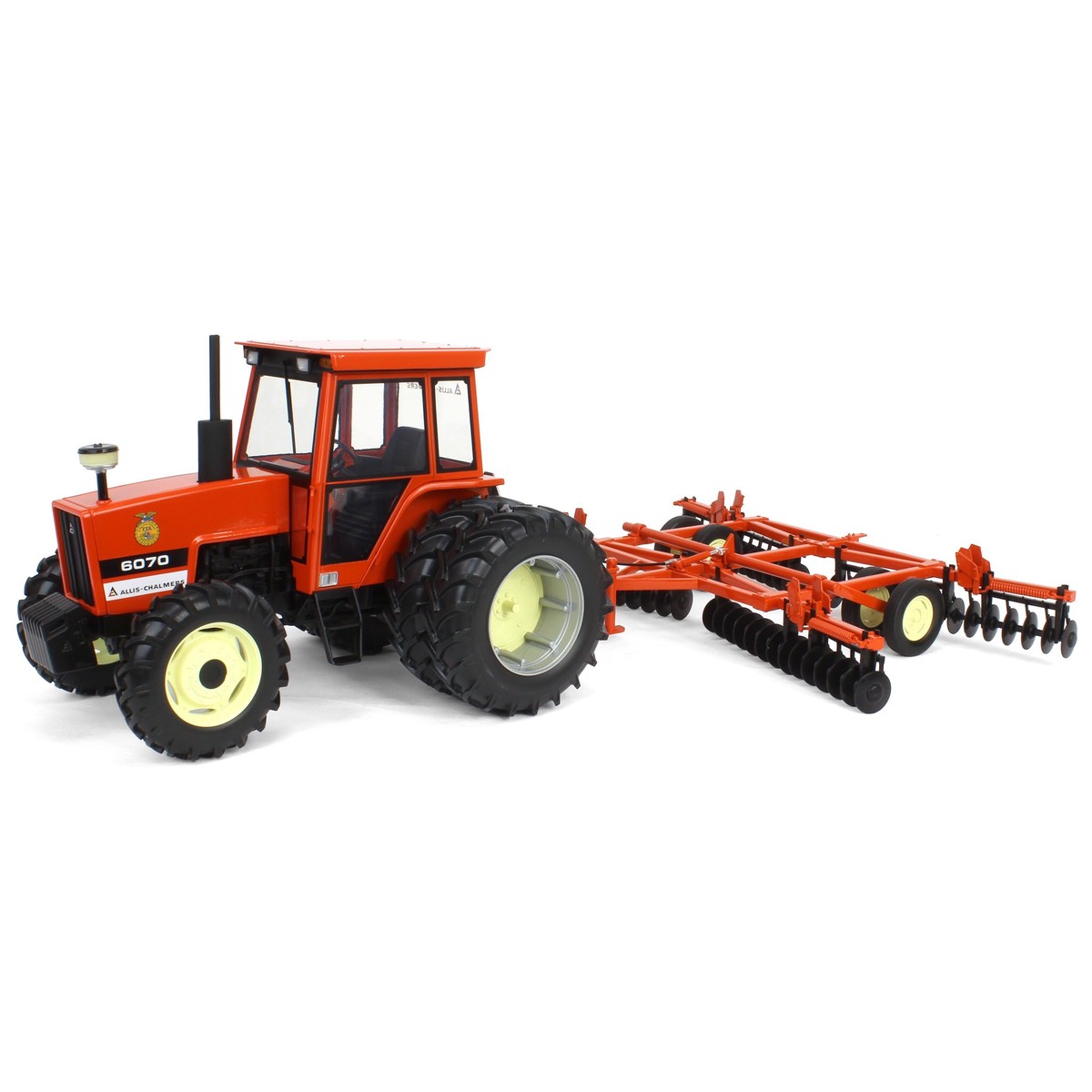(B&D) 1/16 Allis Chalmers 6070 Tractor with FWA, Rear Duals & Orange Wing Disc, 2024 Iowa FFA Limited Edition - Damaged Box